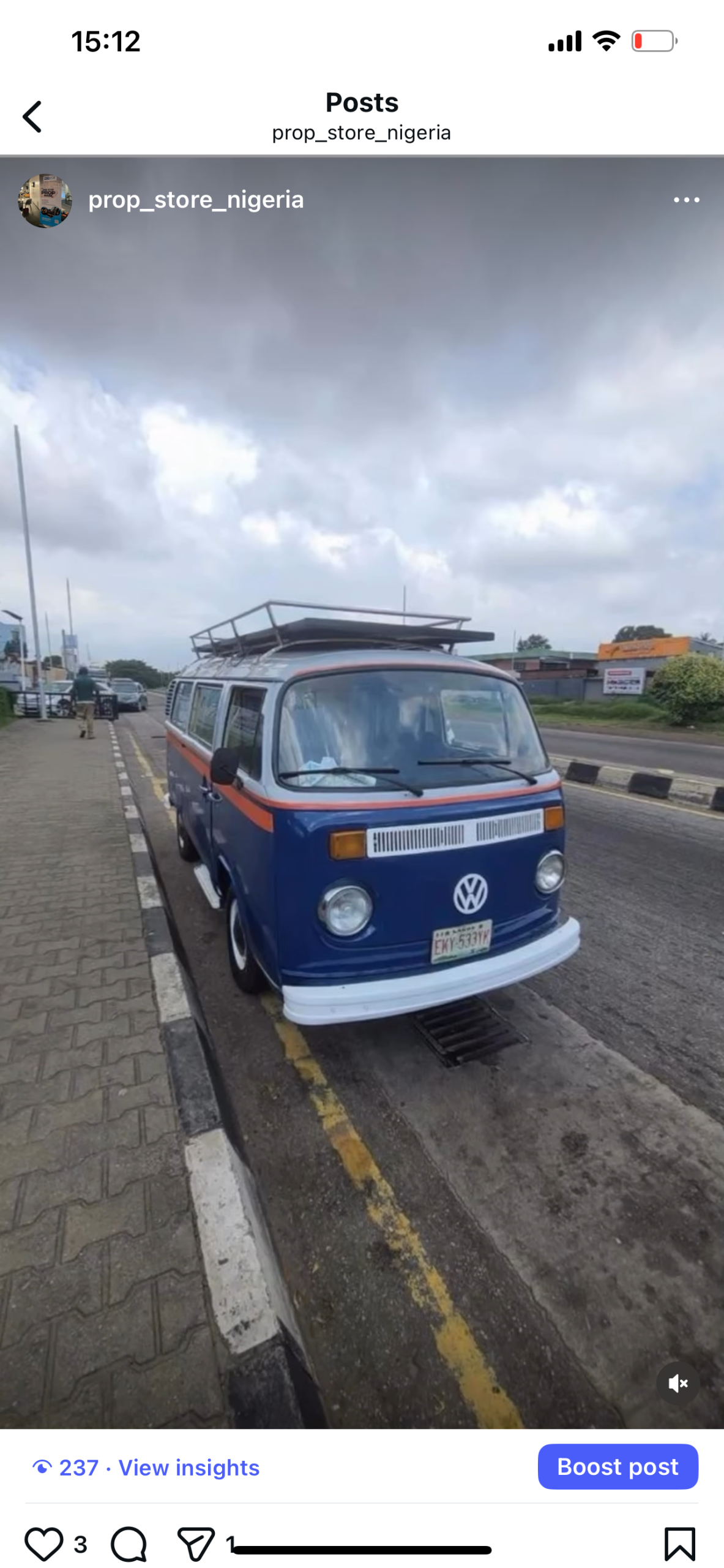 Blue Volkswagen Kombi Bus