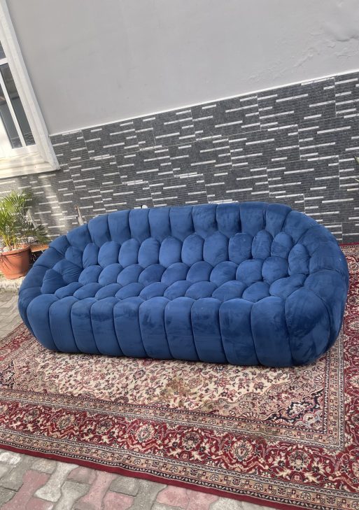 Blue Tufted Pouf Sofa