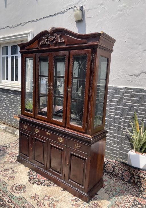 Brown Vintage Glass Display Shelf