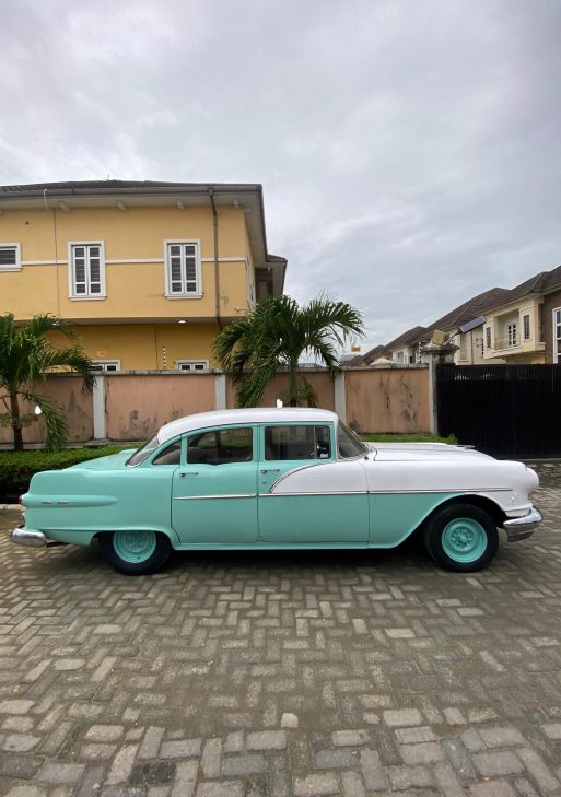 Green and White Pontiac Chieftain 1956