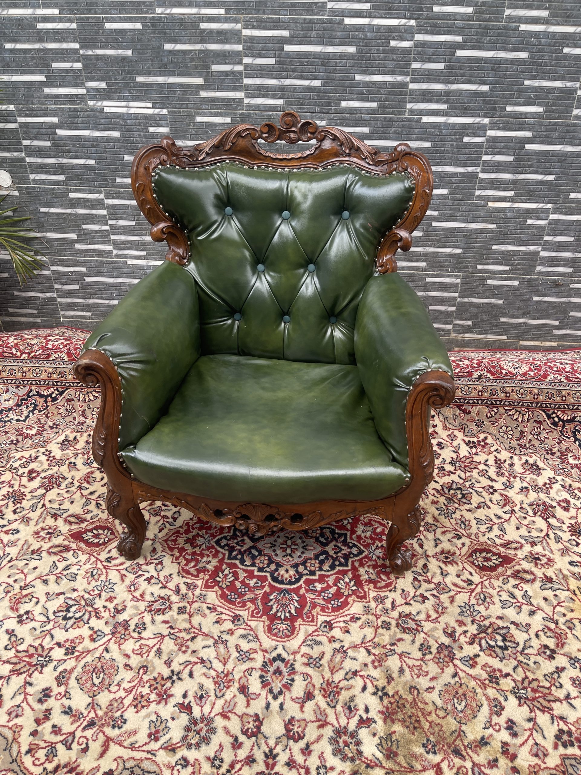 Green Leather Vintage Single Seater