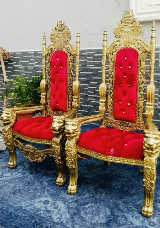 Ornate Gilt King and Queen Throne Chairs