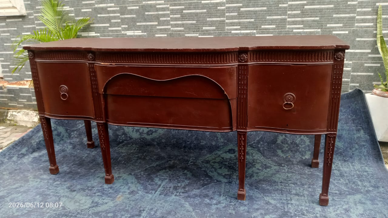Vintage Wooden Serpentine Sideboard