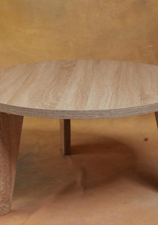 Minimalist Light Oak Round Coffee Table