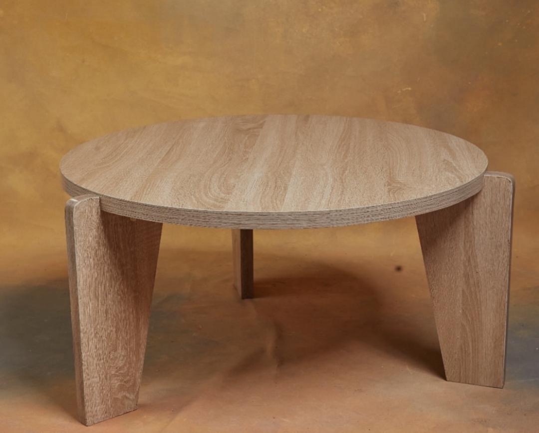 Minimalist Light Oak Round Coffee Table