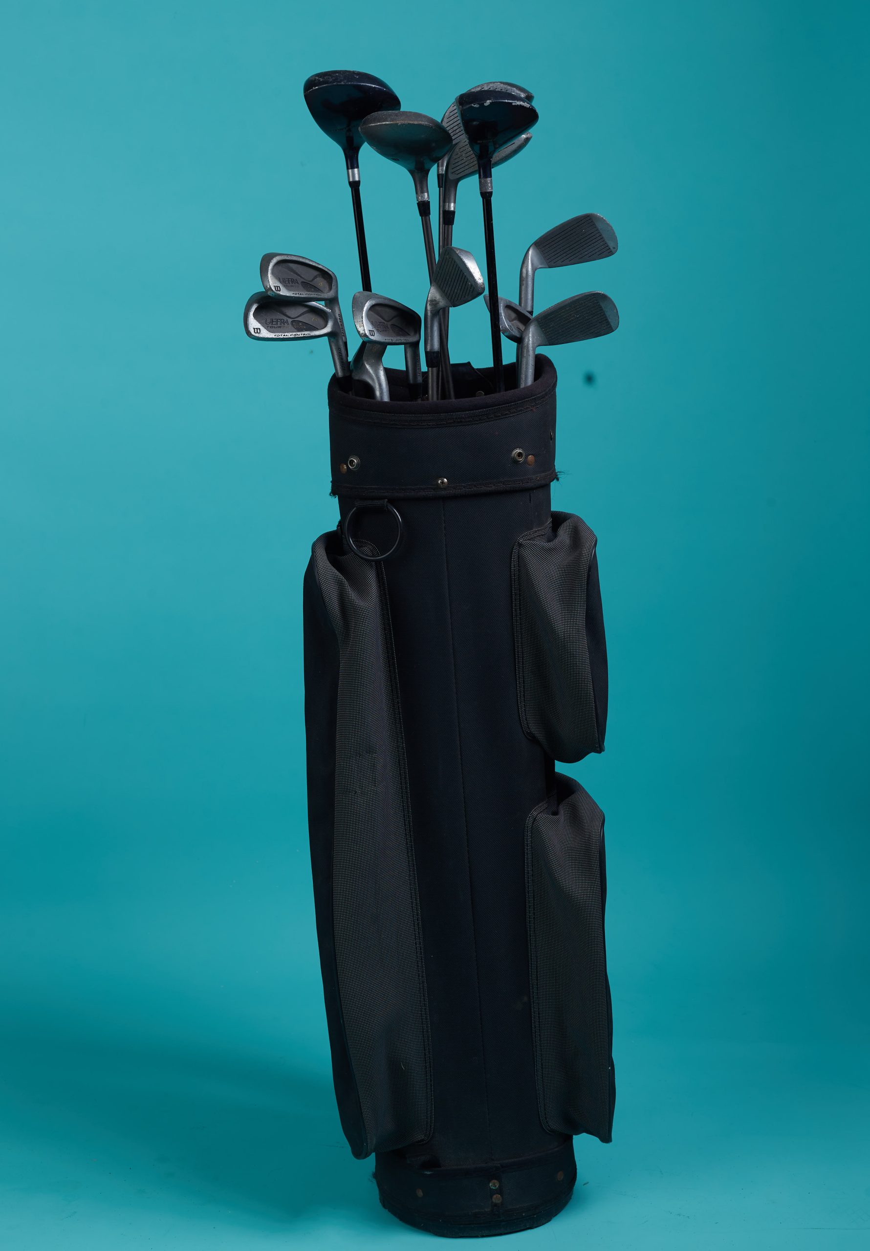 Black Golf Bag and Clubs
