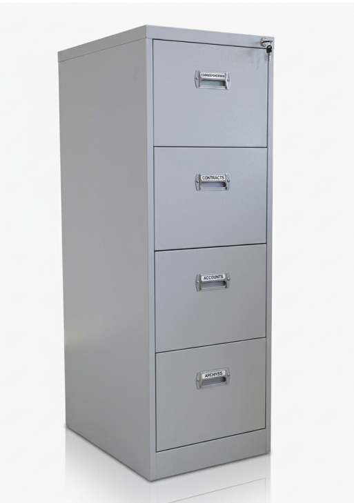 Industrial Four-Drawer Metal Filing Cabinet