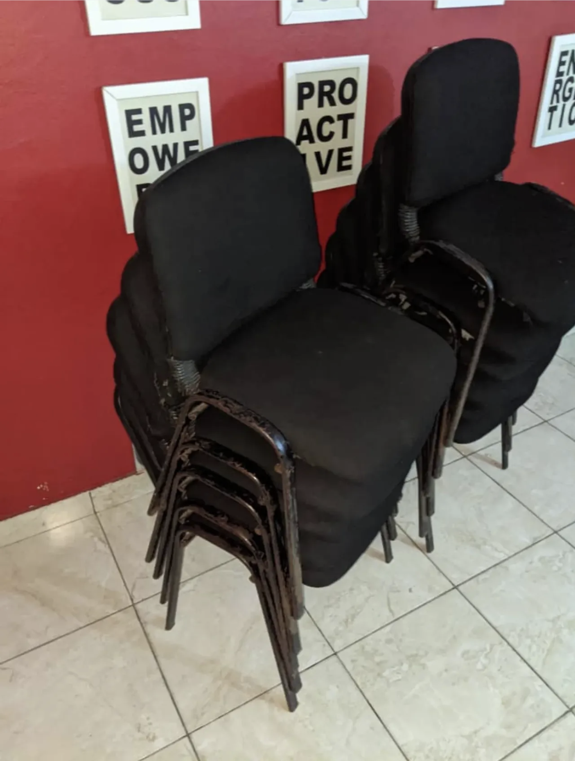 Stackable Black Fabric Office Chairs