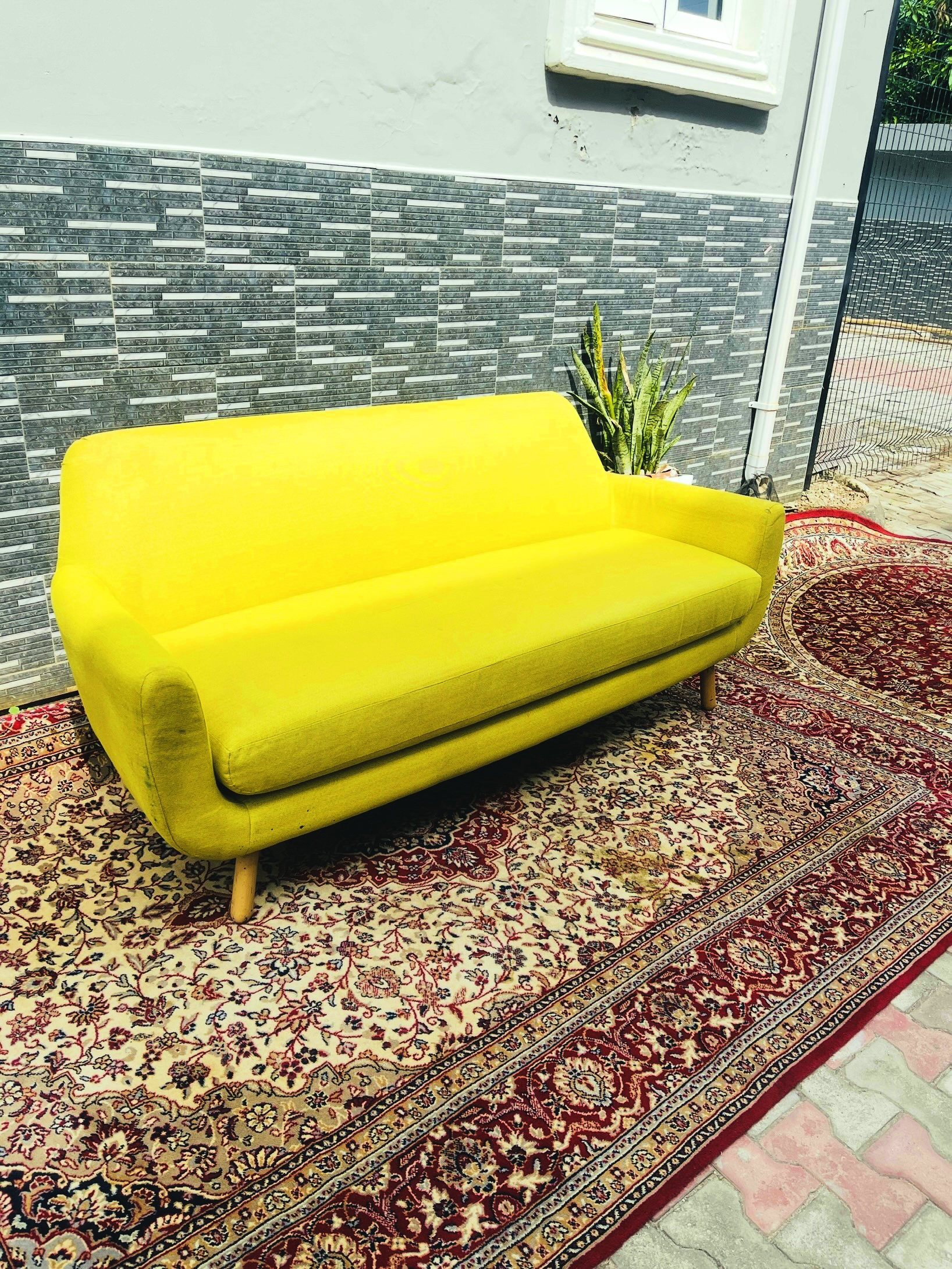 Yellow Mid-Century Sofa