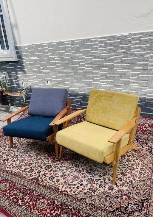 Mid-Century Wooden Lounge Chairs (Pair)