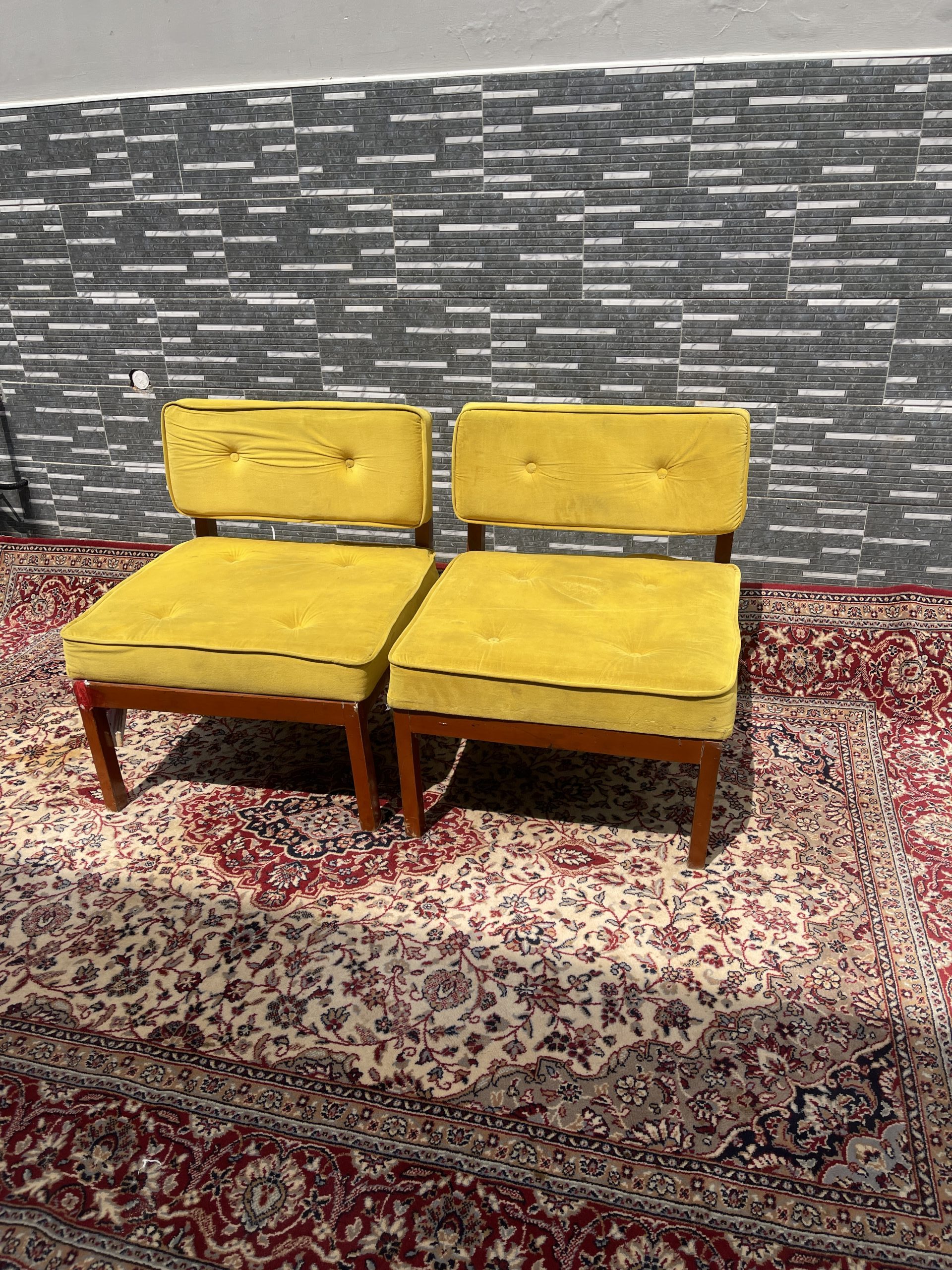 Mustard Velvet Accent Chairs (Pair)