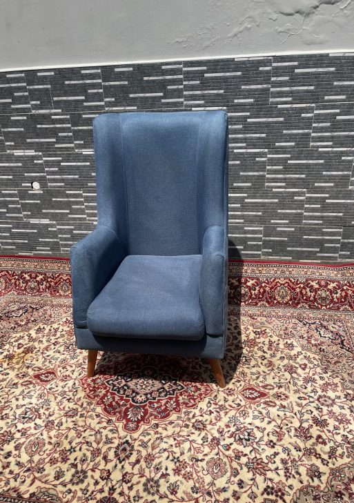 Modern Blue Wingback Armchair