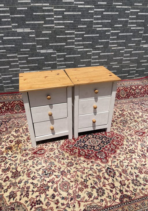 Rustic Two-Tone Bedside Cabinets