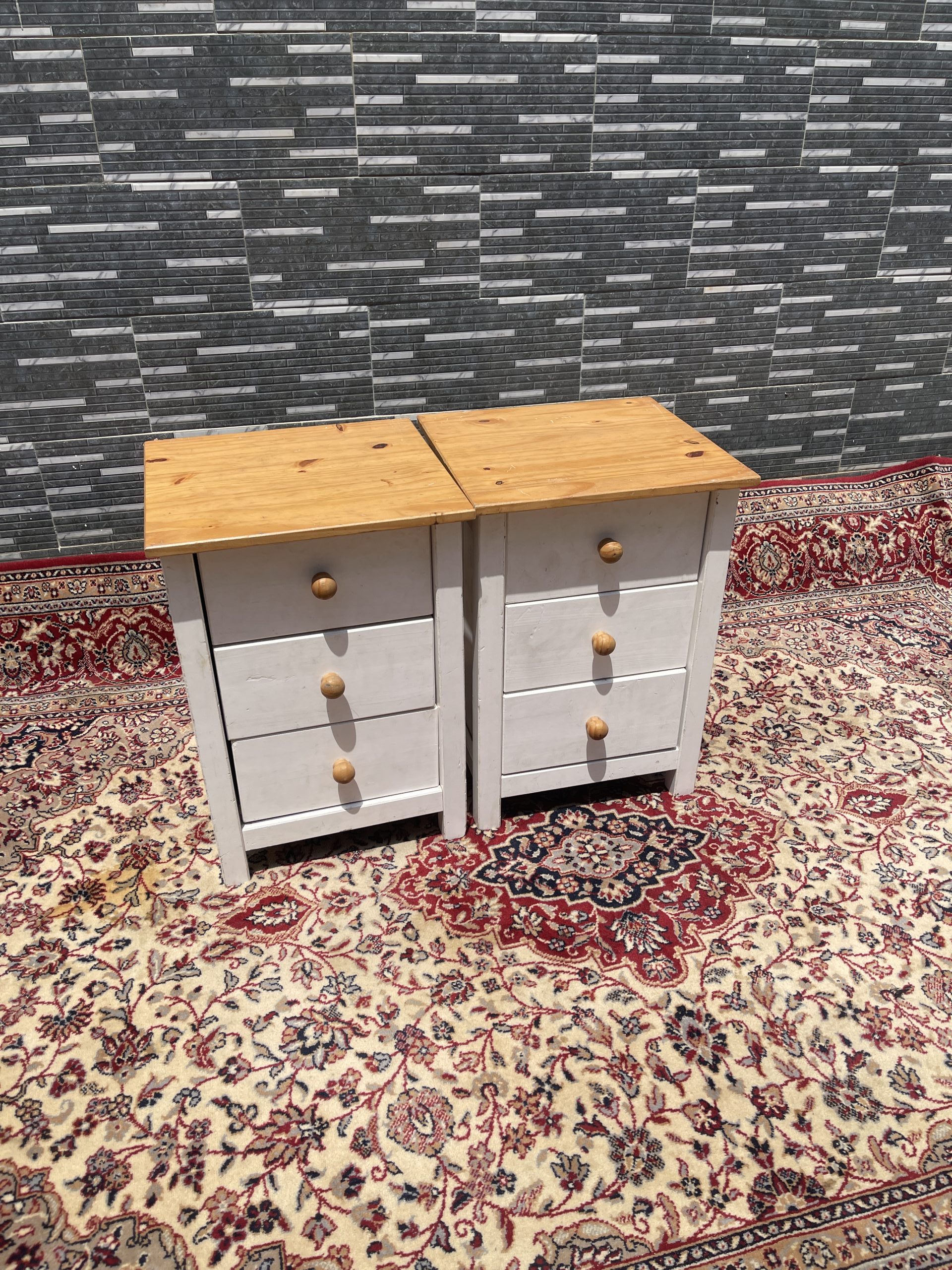 Rustic Two-Tone Bedside Cabinets
