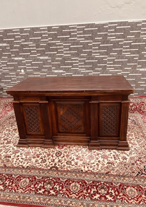 Vintage Carved Wood Executive Desk
