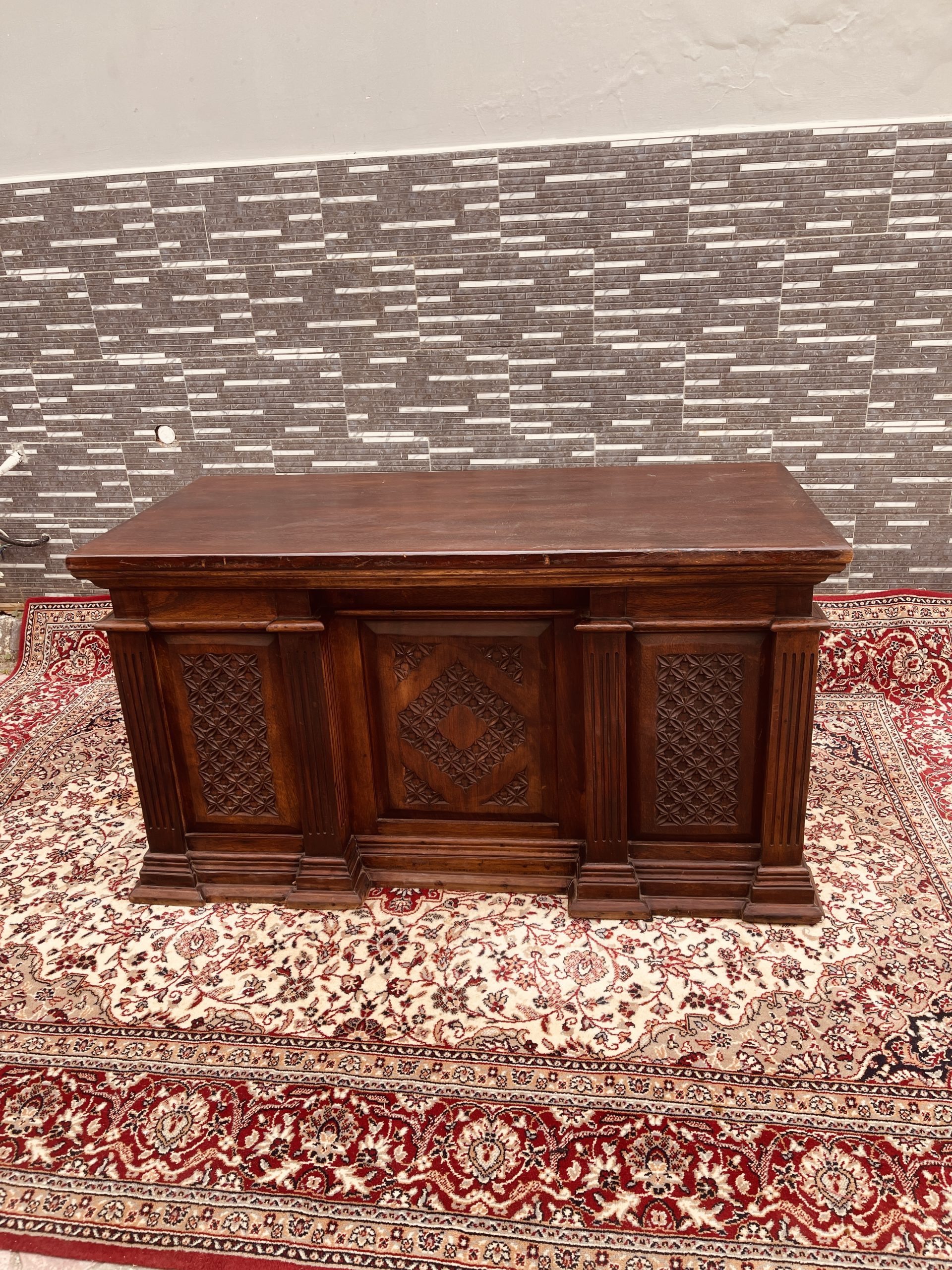 Vintage Carved Wood Executive Desk