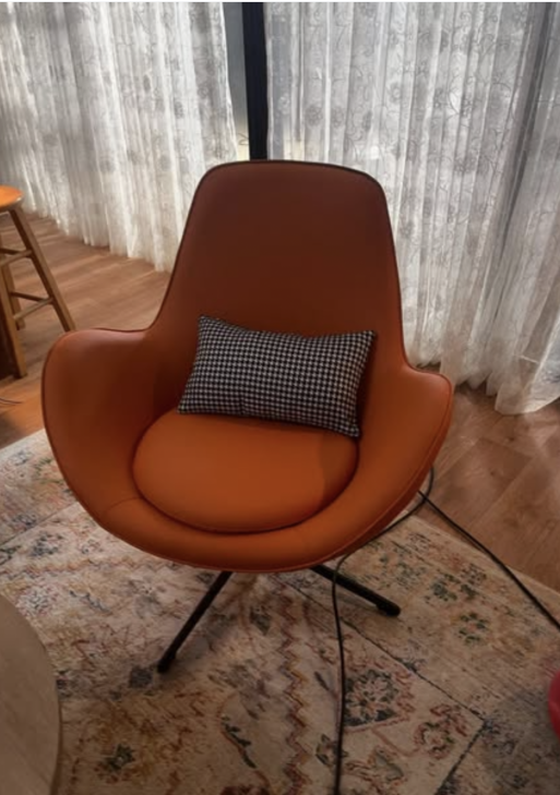Modern Mid-Century Orange Swivel Lounge Chair
