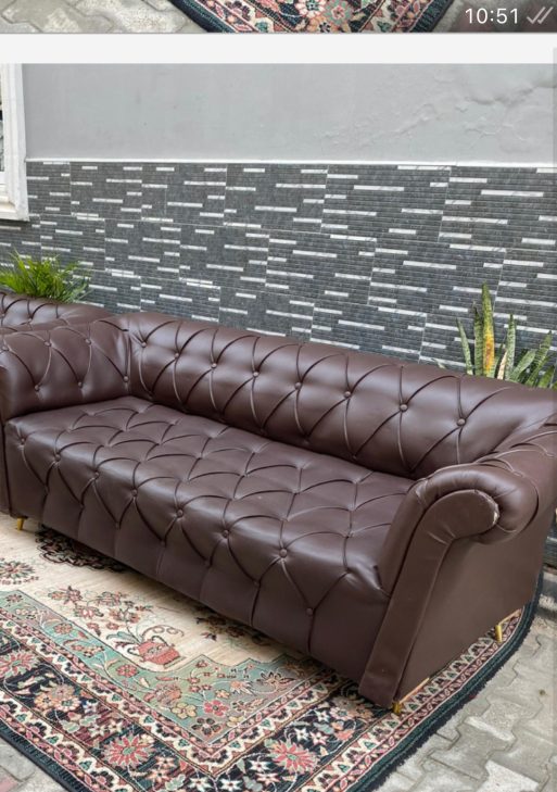 Coffee Brown Chesterfield 3-Seater and Single Seater Sofa