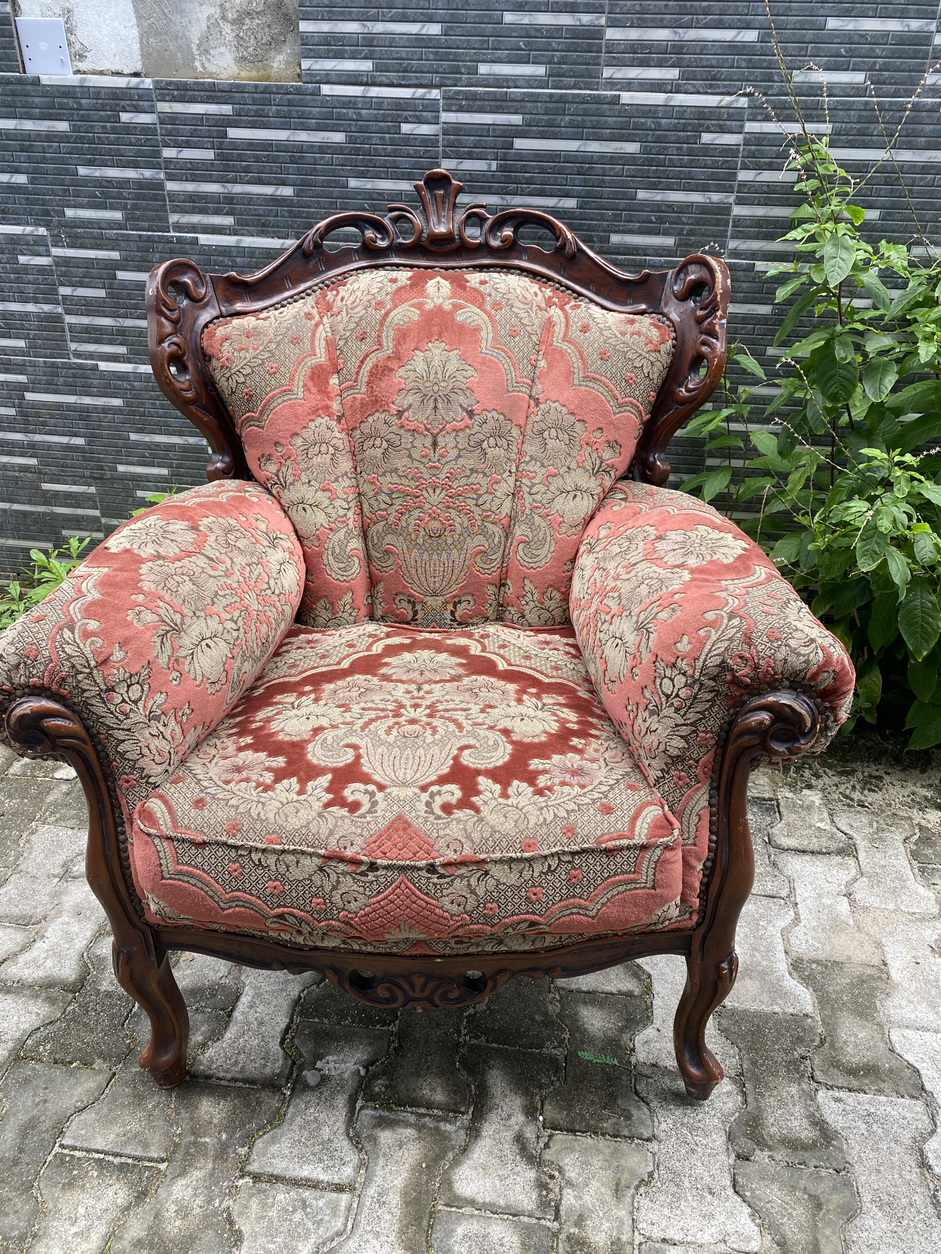 Victorian Floral Upholstered Armchair