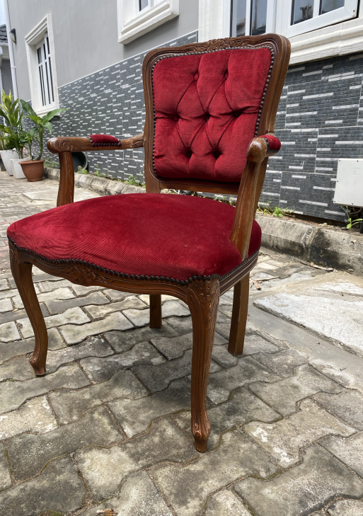 Vintage Red Velvet Accent Chair