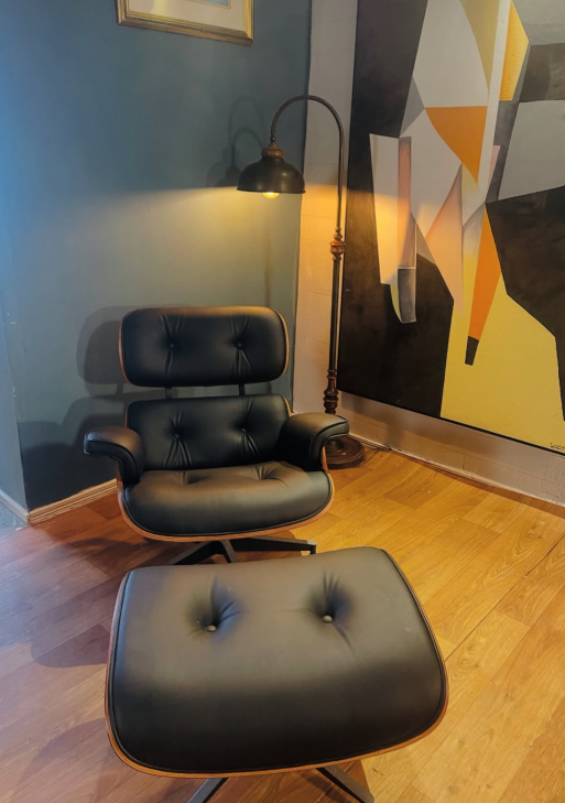 Mid-Century Eames-Style Lounge Chair and Ottoman