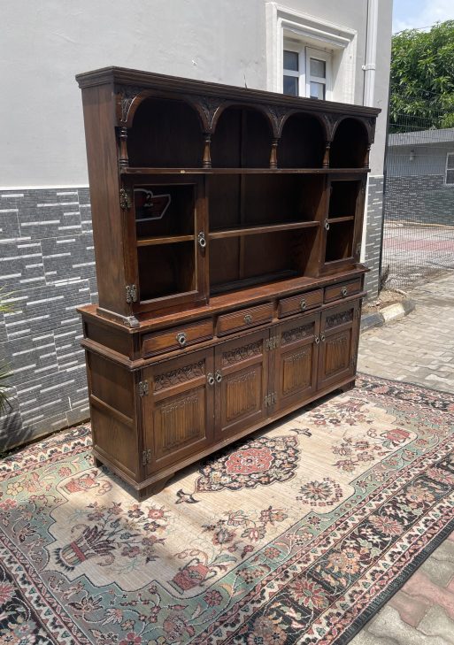 Dark Brown Ornate Open Bookshelf / Hutch