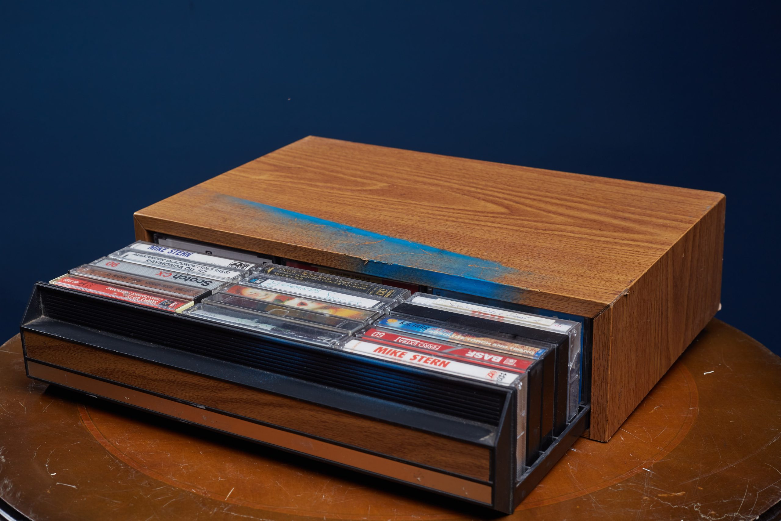 Retro Faux-Wood Audio Cassette Storage Case