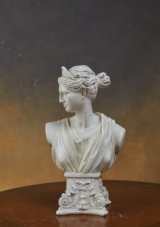 Classical Greek Goddess Bust on Scroll Pedestal
