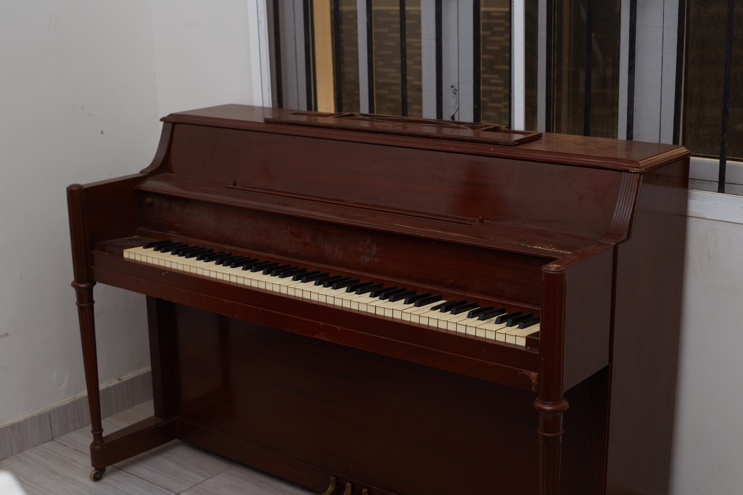 Vintage Dark Brown Upright Piano