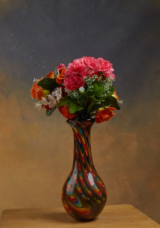 Multicolor Swirled Glass Table Vase