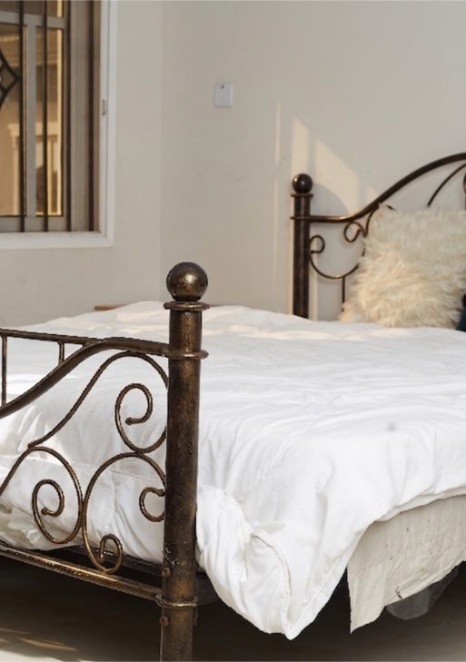 Vintage Rose Gold Wrought Iron Bed Frame