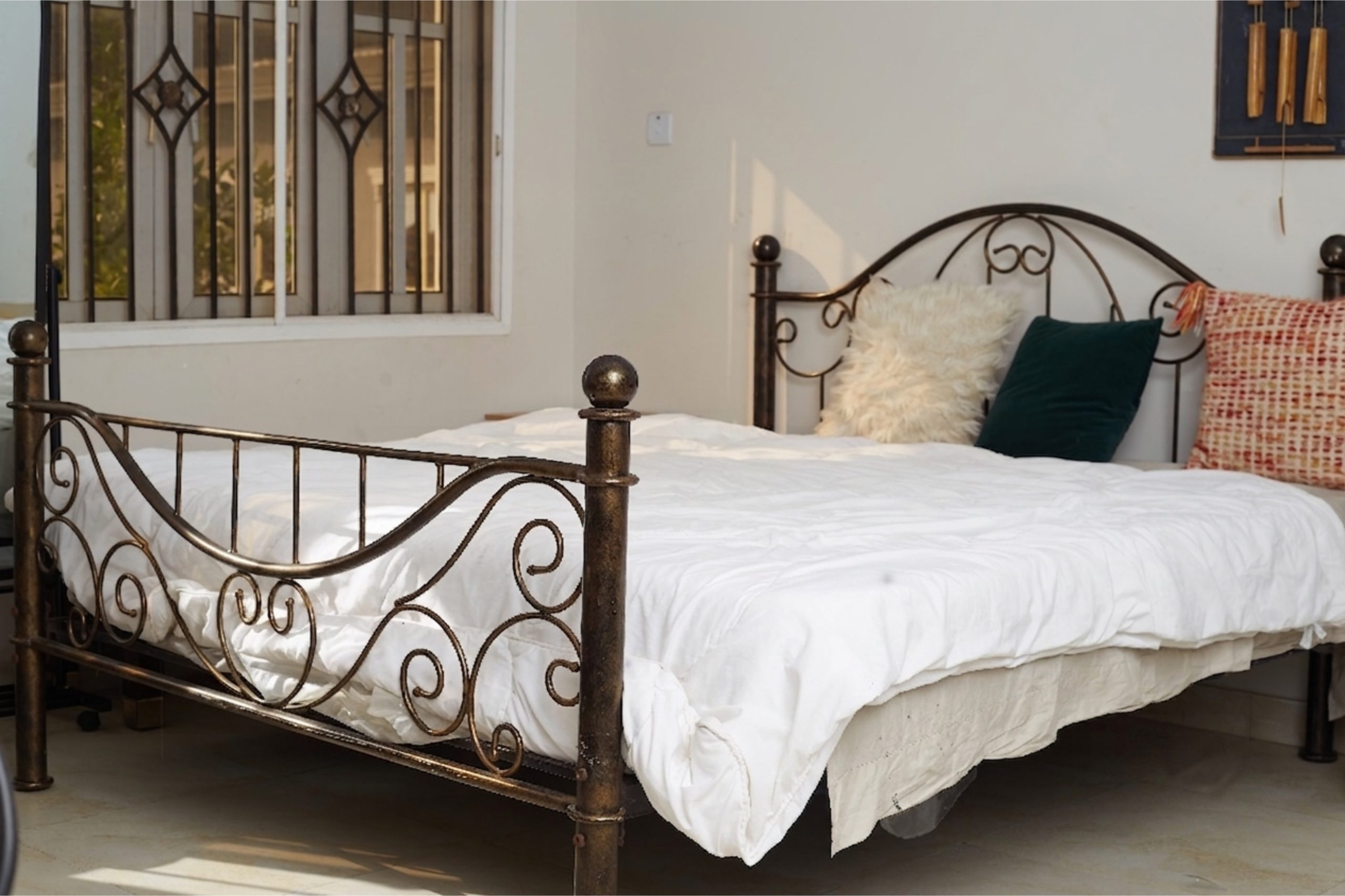 Vintage Rose Gold Wrought Iron Bed Frame