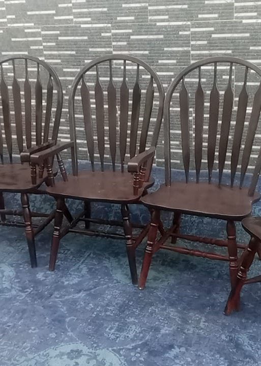 Vintage Dark Wood Windsor Dining Chairs
