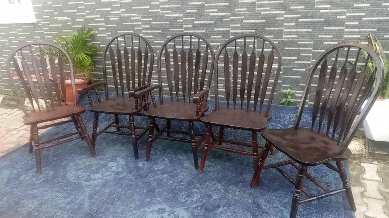 Vintage Dark Wood Windsor Dining Chairs