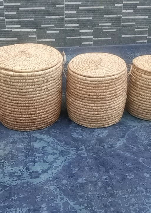 Nested Woven Straw Storage Baskets Set