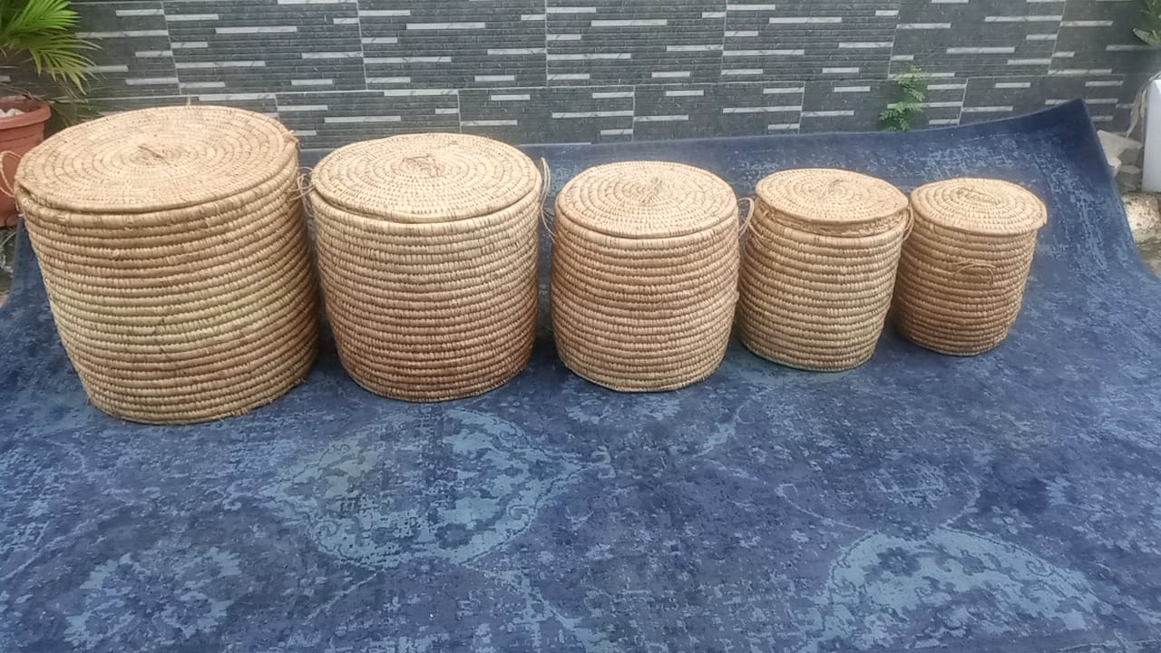 Nested Woven Straw Storage Baskets Set