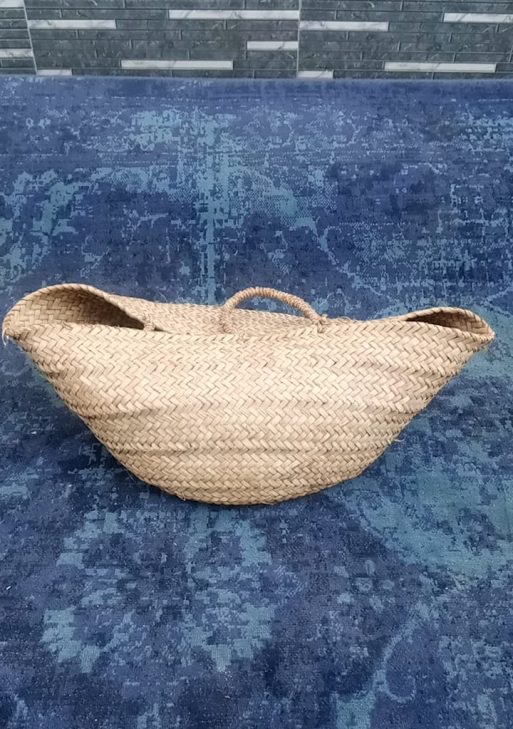 Handwoven Boat-Shaped Straw Basket Bag