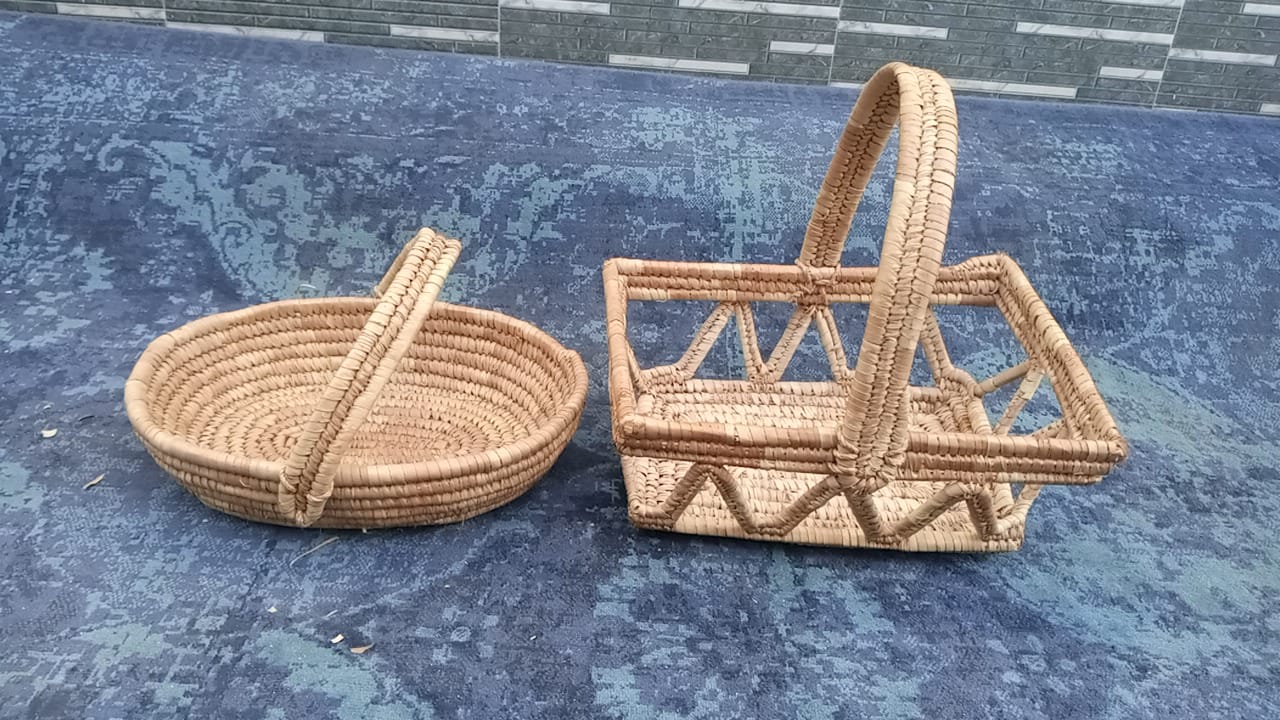 Handwoven Natural Straw Market Baskets